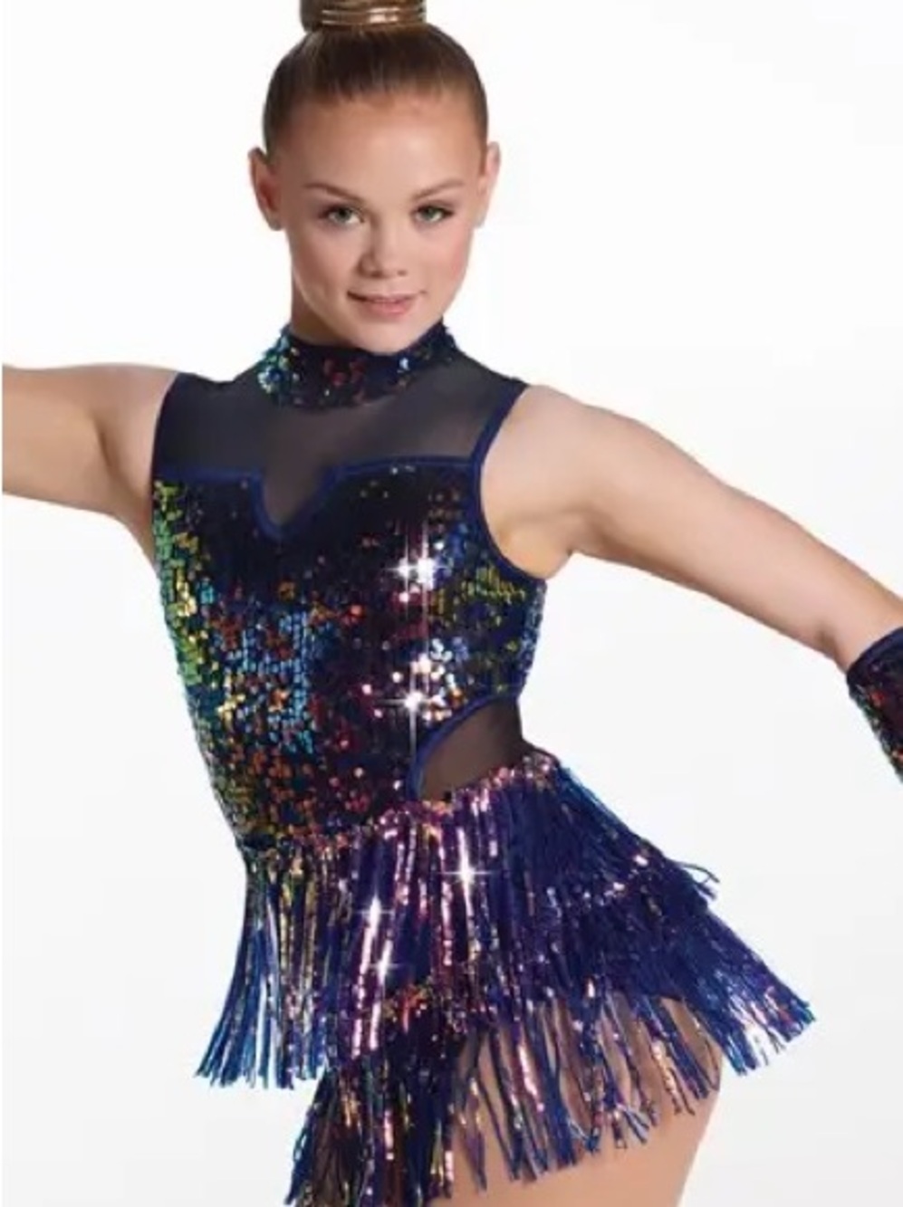 Weissman- showstoppa-Sequin Fringe Dance Costume - Navy Multicolor